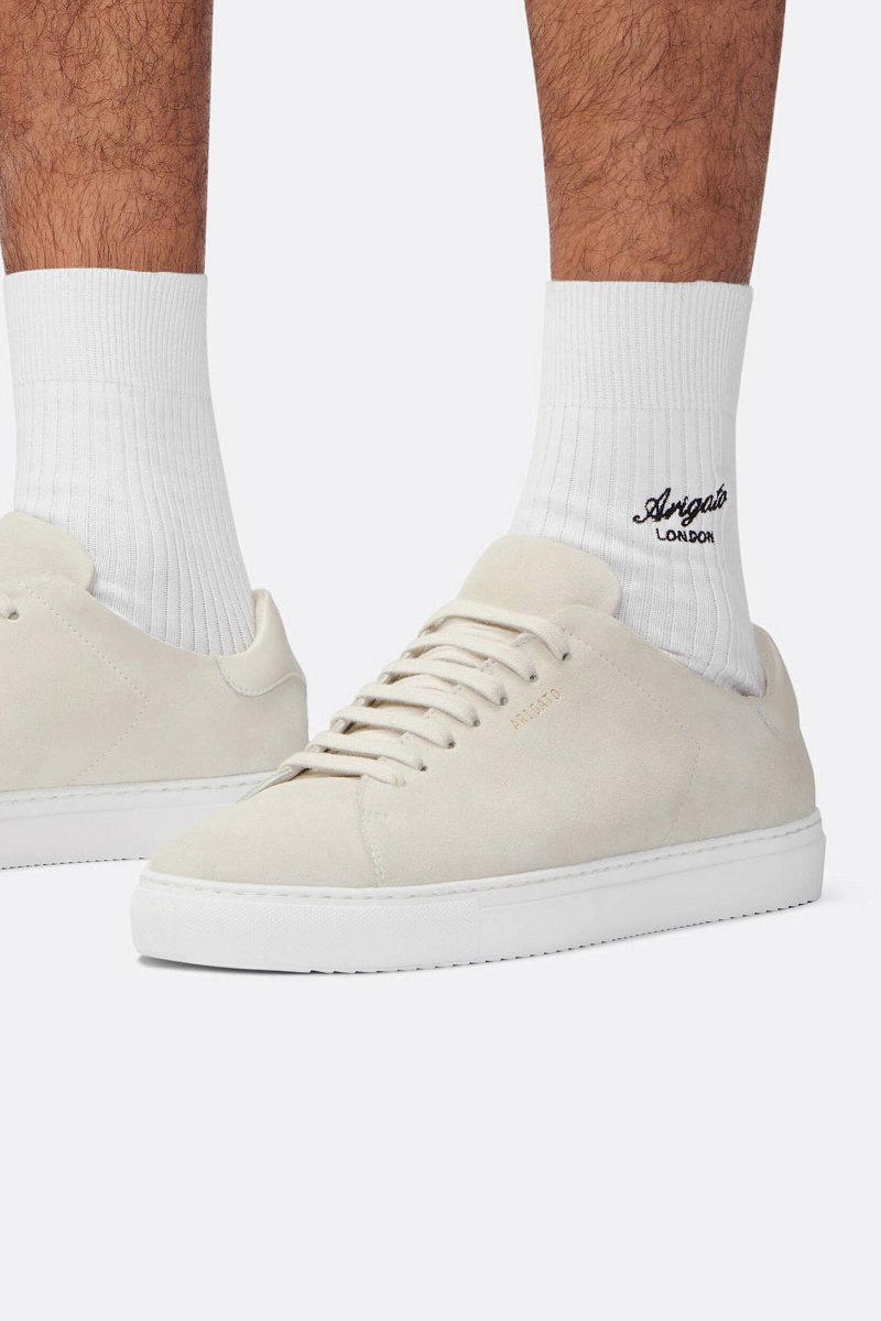 Basket Axel Arigato CLEAN 90 SUEDE Blanche Blanche Homme | HZN-44526384